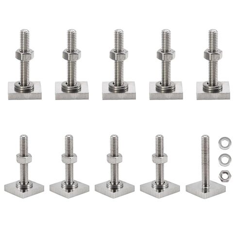 T Track Adapter Bolts 316 Stainless Steel Roof Rack T Slot Bolts with Nut and Washers Square Sliding Blocks for Roof Rack Rail Carrier (M6x35) in Kuwait