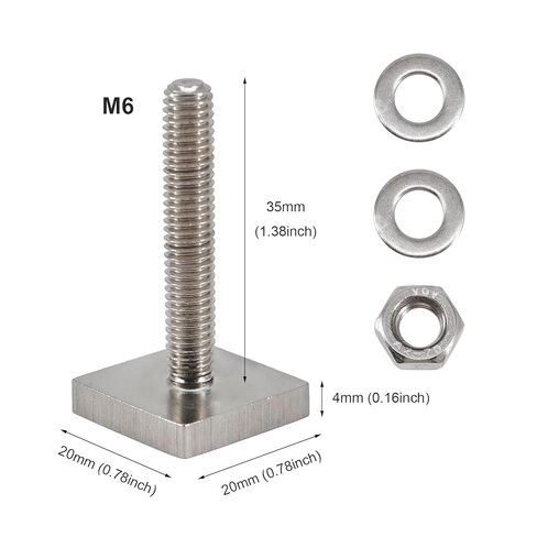 T Track Adapter Bolts 316 Stainless Steel Roof Rack T Slot Bolts with Nut and Washers Square Sliding Blocks for Roof Rack Rail Carrier (M6x35) in Kuwait
