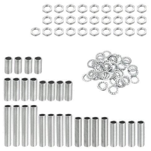 MECCANIXITY Lamp Pipe Kit with Lock Nuts Teeth Washers M10 Thread Fasteners Assortment for Chandelier Ceiling Light Repair Assembly DIY Hardware, Pack of 84 in Saudi Arabia