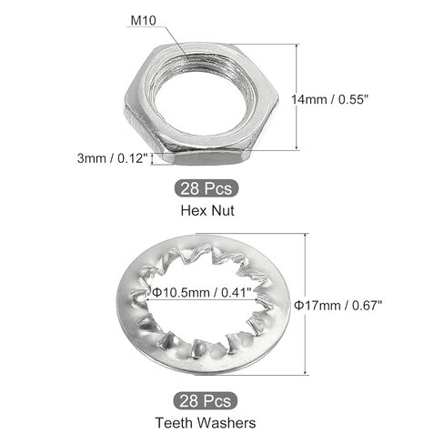 MECCANIXITY Lamp Pipe Kit with Lock Nuts Teeth Washers M10 Thread Fasteners Assortment for Chandelier Ceiling Light Repair Assembly DIY Hardware, Pack of 84 in Saudi Arabia