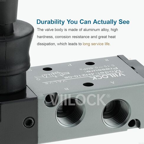 Pneumatic Solenoid Valve 1/4"NPT Air Inlet 5 Way 2 Position, Hand Lever Operated Air Manual Control Valve 4H210-08 in Kuwait