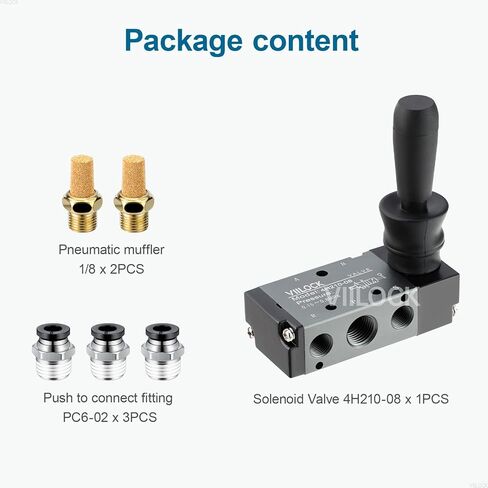 Pneumatic Solenoid Valve 1/4"NPT Air Inlet 5 Way 2 Position, Hand Lever Operated Air Manual Control Valve 4H210-08 in Kuwait