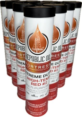 Generic Republic Oil Extreme Duty Red High Temp #2 10x14oz | Calcium Sulfonate | Multi-Purpose | 580+ Drop Point | 1% Water Washout | Chassis | Wheel Bearings | Agriculture | Construction in Saudi Arabia