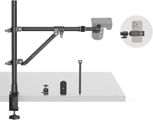 SmallRig Mic Boom Arm, 360° Rotatable Microphone Stand with Hydraulic Damping Joint, Desk Mount Clamp, Screw Adapter, Cable Management for Podcasting, Streaming, Gaming, Home Office - 4303 in Saudi Arabia