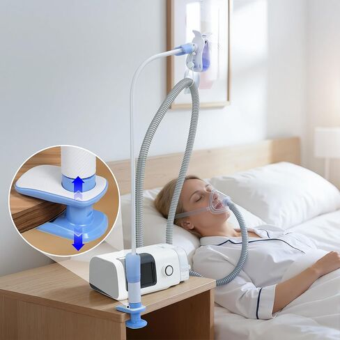 SOLENARA CPAP Hose Holder for Bed – Adjustable CPAP Stand, Tangle-Free Hose Lift, Prevent Blockage and Leakage, Easy Setup, Bedside & Travel Use, No Drilling（White） in Saudi Arabia