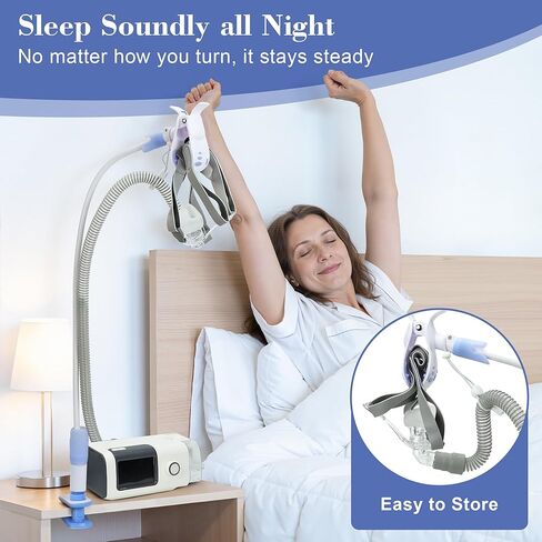 SOLENARA CPAP Hose Holder for Bed – Adjustable CPAP Stand, Tangle-Free Hose Lift, Prevent Blockage and Leakage, Easy Setup, Bedside & Travel Use, No Drilling（White） in Saudi Arabia