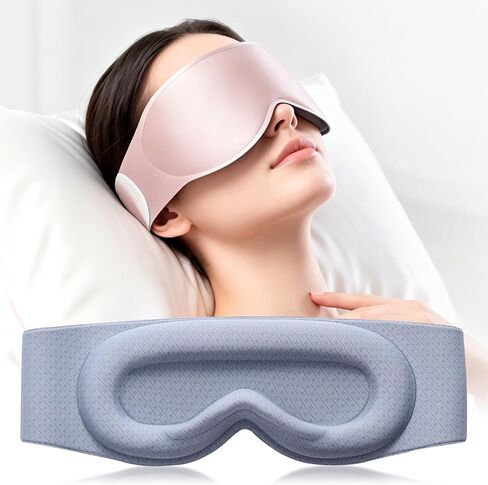 قناع نوم معتم بنسبة 100% - قناع عين محيطي ثلاثي الأبعاد للنوم، تصميم بدون ضغط على العين، نسيج ناعم مسامي، غطاء للعين للاسترخاء أثناء النوم، والتخييم والقيلولة أثناء السفر، أسود in Kuwait