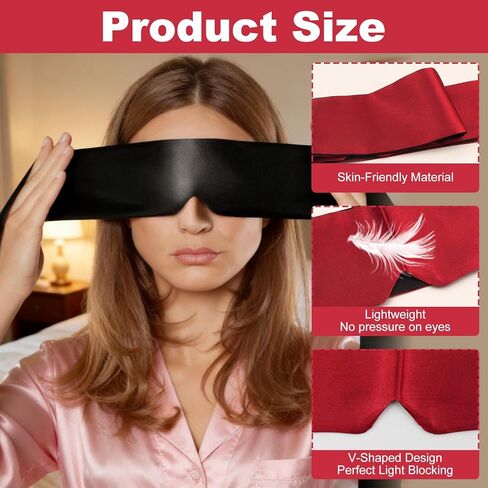 5 Pcs Blindfold for Adults Couples, Soft Imitated Silk Sleep Mask, Adjustable Blackout Eye Cover for Adults Couples Yoga,Travel, Nap, Meditation (Black, Purple, Pink, 2 Wine Red) in Saudi Arabia