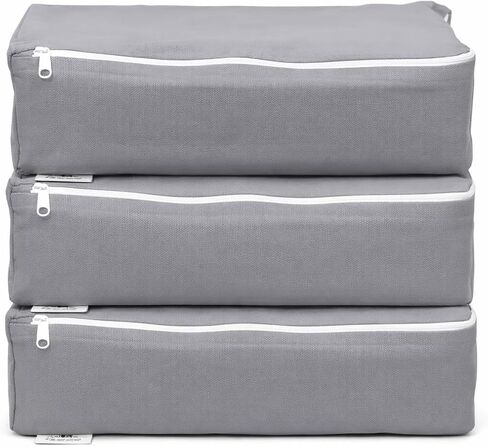 Packing Cubes Bag Pure Canvas Travel Organizers with Durable YKK Zippers for Clothes, Shoes & Luggage Storage (Set of 3 (1 Small, 1 Medium, 1 Large), Off-White) in Kuwait