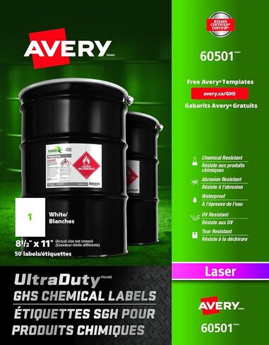 8-1/2" x 11" GHS Chemical Labels for Laser Printers, 50 labels/50-sheets in Saudi Arabia