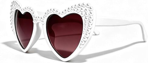 نظارات شمسية للعروس من LADY&HOME، نظارات شمسية على شكل قلب لؤلؤي، زينة لحفلات العازبة، ملحقات دش الزفاف، هدية للعروس in Kuwait