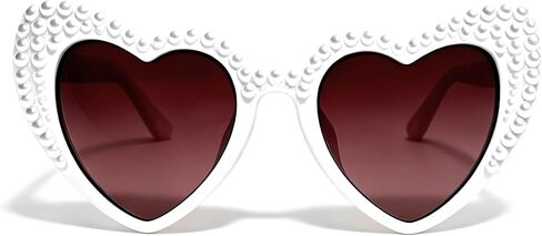 نظارات شمسية للعروس من LADY&HOME، نظارات شمسية على شكل قلب لؤلؤي، زينة لحفلات العازبة، ملحقات دش الزفاف، هدية للعروس in Kuwait
