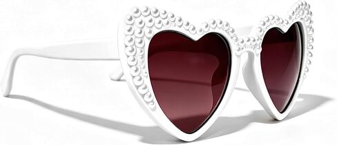 نظارات شمسية للعروس من LADY&HOME، نظارات شمسية على شكل قلب لؤلؤي، زينة لحفلات العازبة، ملحقات دش الزفاف، هدية للعروس in Kuwait