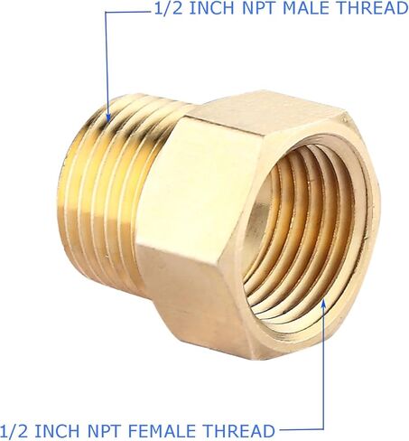 (10-Pack) BRISWARE Brass Pipe Fitting, 1/2" Male × 1/2" Female Adapter, 1/2" NPT Reducer Adapter, 1/2 Pipe Extension Fitting for Shower Head and Tub Filler in Saudi Arabia