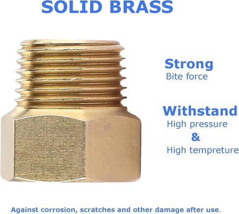 (10-Pack) BRISWARE Brass Pipe Fitting, 1/2" Male × 1/2" Female Adapter, 1/2" NPT Reducer Adapter, 1/2 Pipe Extension Fitting for Shower Head and Tub Filler in Saudi Arabia