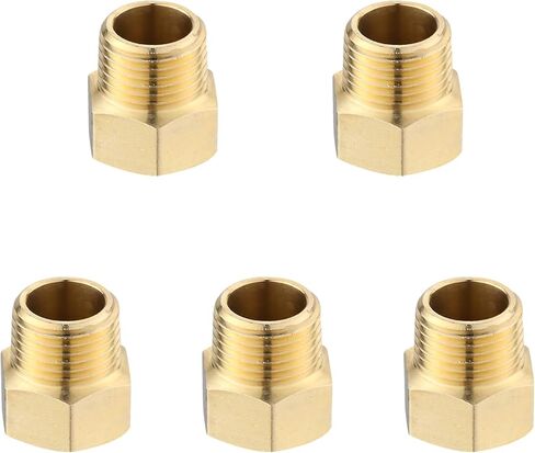 (10-Pack) BRISWARE Brass Pipe Fitting, 1/2" Male × 1/2" Female Adapter, 1/2" NPT Reducer Adapter, 1/2 Pipe Extension Fitting for Shower Head and Tub Filler in Saudi Arabia