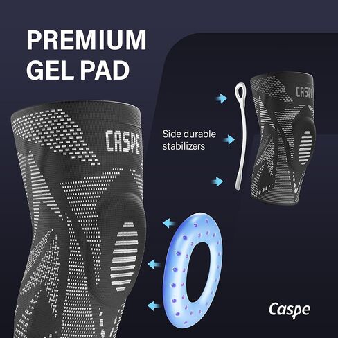 Caspe 1 Pack Compression Knee Brace for Women & Men – Pain Relief Support with Patella Gel Pads & Side Stabilizers – Knee Sleeve for Running, Workout & Arthritis (Gray, XX-Large) in Saudi Arabia