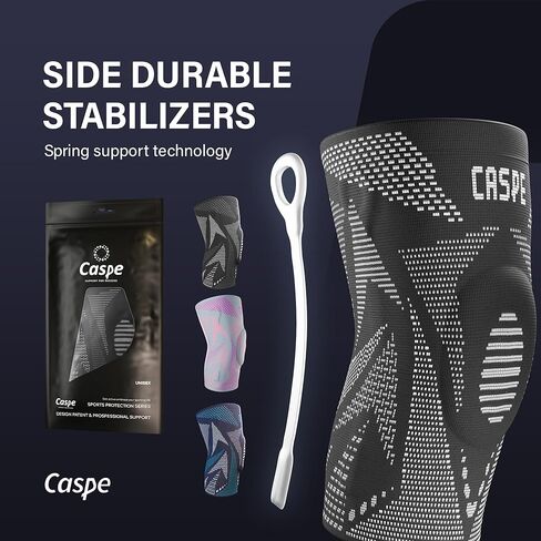 Caspe 1 Pack Compression Knee Brace for Women & Men – Pain Relief Support with Patella Gel Pads & Side Stabilizers – Knee Sleeve for Running, Workout & Arthritis (Gray, XX-Large) in Saudi Arabia