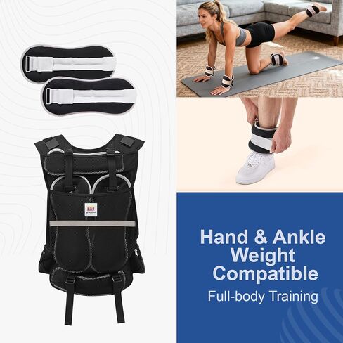 Adjustable Weighted Vest, 4.4-13.2 Pound Vest with 4 Iron Sand Training Pouches, Features Large Pockets, Men's Weighted Vest for Women's Strength Training, Running, Walking in Saudi Arabia
