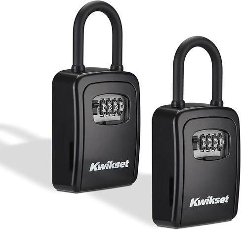 صندوق قفل تخزين المفاتيح المحمول من كويكسيت، قفل مجموعة مكون من 4 أرقام قابل لإعادة الضبط، 3-1/2 بوصة، عبوة واحدة، أسود in Kuwait