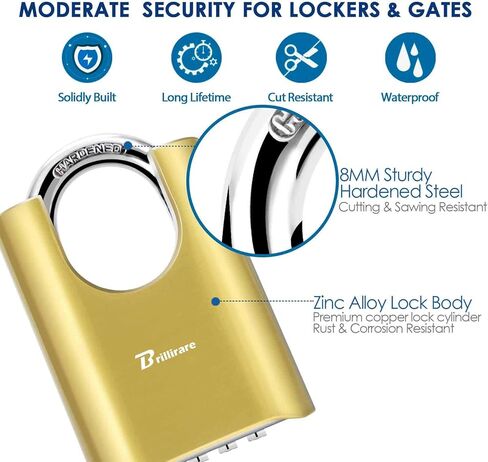 Outdoor Combination Lock, 4 Digit Heavy Duty Padlock Metal, Weatherproof Alloy Locks with Hardened Steel Shackle, High Security Large Padlocks for Sheds Fence, Gate Hasps, Storage Unit-Golden in Saudi Arabia