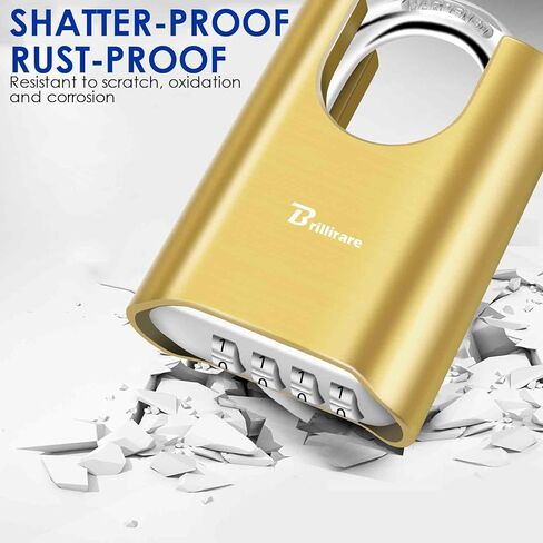 Outdoor Combination Lock, 4 Digit Heavy Duty Padlock Metal, Weatherproof Alloy Locks with Hardened Steel Shackle, High Security Large Padlocks for Sheds Fence, Gate Hasps, Storage Unit-Golden in Saudi Arabia