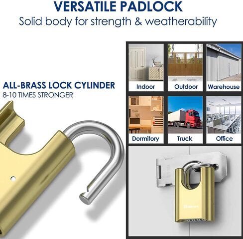Outdoor Combination Lock, 4 Digit Heavy Duty Padlock Metal, Weatherproof Alloy Locks with Hardened Steel Shackle, High Security Large Padlocks for Sheds Fence, Gate Hasps, Storage Unit-Golden in Saudi Arabia
