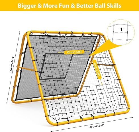 Garvee Adjustable Rebounder Net 4x4 ft, Multi-Sport Training Equipment for Soccer, Baseball, Softball, Backyard Practice, Passing Throwing Catching Control, Easy Setup Portable Pitching Trainer in Saudi Arabia