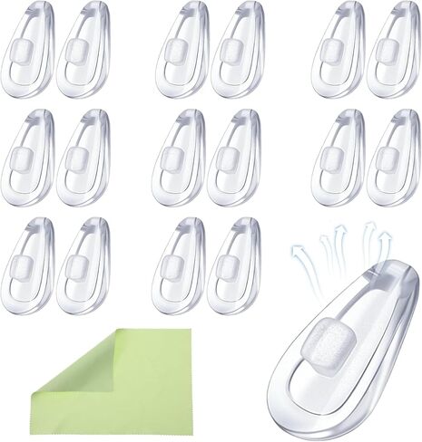 Mabor 10 Pairs Soft Silicone Air Cushion Eyeglass Nose Pads, Anti-Slip Push-in Non-Slip Nose Pads with Cleaning Cloth for Glasses & Sunglasses in Saudi Arabia