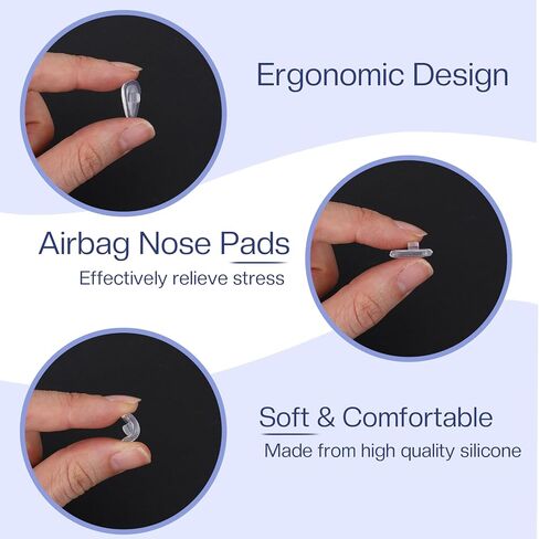 Mabor 10 Pairs Soft Silicone Air Cushion Eyeglass Nose Pads, Anti-Slip Push-in Non-Slip Nose Pads with Cleaning Cloth for Glasses & Sunglasses in Saudi Arabia