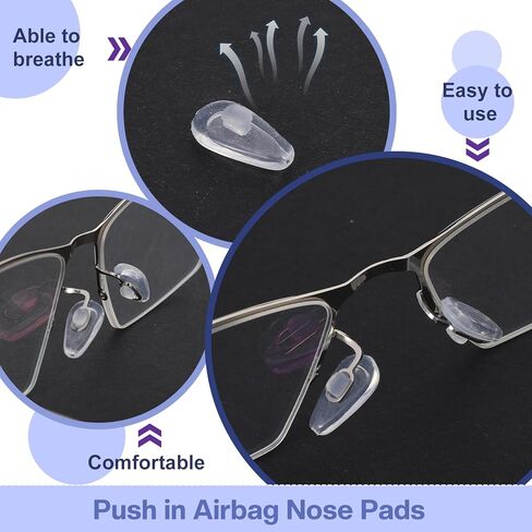 Mabor 10 Pairs Soft Silicone Air Cushion Eyeglass Nose Pads, Anti-Slip Push-in Non-Slip Nose Pads with Cleaning Cloth for Glasses & Sunglasses in Saudi Arabia