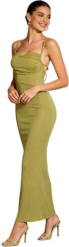 Women's Sexy Backless Maxi Dress Bodycon Elegant Ruched Sleeveless Evening Dress Long Cocktail Party Dress in Kuwait