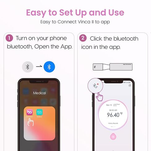 مقياس حرارة الجسم القاعدي الذكي من Femometer، مقياس حرارة BBT مع شاشة LED بإضاءة خلفية، متتبع الخصوبة/الدورة الشهرية مع تطبيق مقياس Femometer، تسجيل البيانات تلقائيًا، شكل أحمر الشفاه، سهل الاستخدام والحمل، أرجواني in Saudi Arabia
