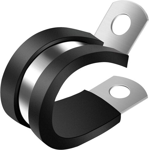 ZIPCCI 1/2 Inch Cable Clamp, 25 Pack Stainless Steel Wire Clamp, Rubber Metal Hose Clamps for Wire Line Clips, Pipe, Hose Bracket, Tube Holder (14mm) in Kuwait
