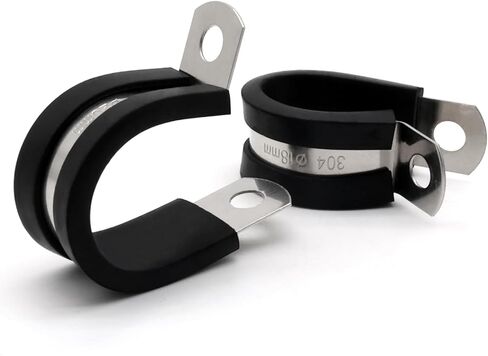 ZIPCCI 1/2 Inch Cable Clamp, 25 Pack Stainless Steel Wire Clamp, Rubber Metal Hose Clamps for Wire Line Clips, Pipe, Hose Bracket, Tube Holder (14mm) in Kuwait