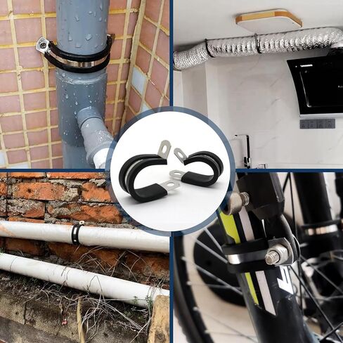 ZIPCCI 1/2 Inch Cable Clamp, 25 Pack Stainless Steel Wire Clamp, Rubber Metal Hose Clamps for Wire Line Clips, Pipe, Hose Bracket, Tube Holder (14mm) in Kuwait