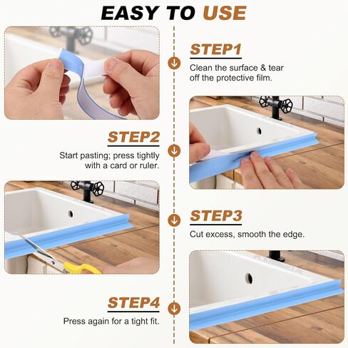 uxcell 2 Rolls Caulk Tape Waterproof Self-Adhesive, Sealant Caulk Strip for Bathroom Bathtub Toilet Kitchen Countertop Floor Wall Edge Protector, White, 0.9" x10.5ft, 1.5" x10.5ft in Saudi Arabia