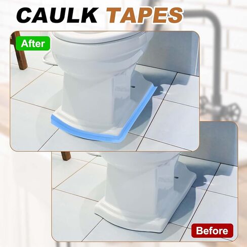 uxcell 2 Rolls Caulk Tape Waterproof Self-Adhesive, Sealant Caulk Strip for Bathroom Bathtub Toilet Kitchen Countertop Floor Wall Edge Protector, White, 0.9" x10.5ft, 1.5" x10.5ft in Saudi Arabia