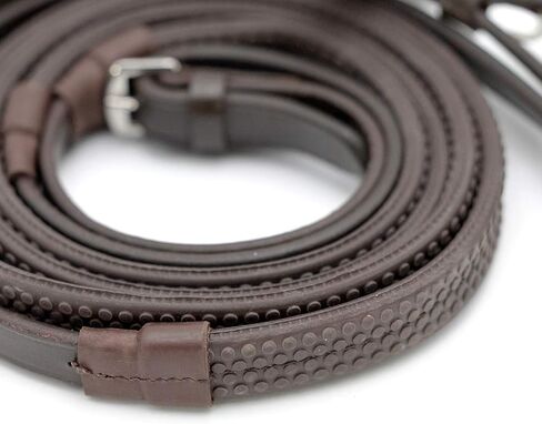 Jeffers Uniquely English Rubber Grip Reins for Horses, 54" L - Leather Riding Reins with Hook & Stud Ends, Non Slip Grip, Equestrian Horse Tack for Jumping, Dressage, Training, Trail Riding - Havana in Kuwait