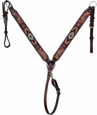 CHALLENGER Horse Show Bridle Western Leather Western Antique Floral Tooled Leather Beaded Bridle Breast Collar Tack 79RS03B in Saudi Arabia