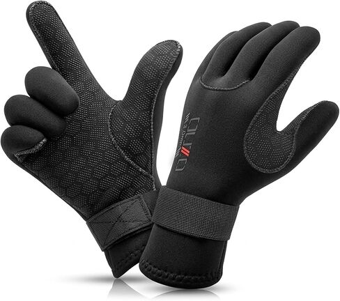 Skyone Neoprene Gloves Scuba Diving Gloves Men Women, 3MM 5MM Thermal Anti-Slip Flexible Wetsuit Dive Gloves with Adjustable Wrist Strap, Surf Gloves for Snorkeling Sailing in Kuwait