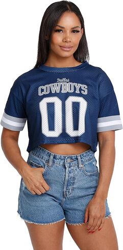 FOCO NFL Womens NFL Ladies Fashion Gameday Jersey Mesh Crop Top Shirt in Saudi Arabia
