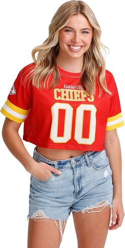 FOCO NFL Womens NFL Ladies Fashion Gameday Jersey Mesh Crop Top Shirt in Saudi Arabia