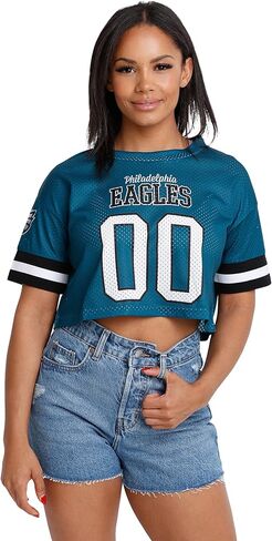 FOCO NFL Womens NFL Ladies Fashion Gameday Jersey Mesh Crop Top Shirt in Saudi Arabia