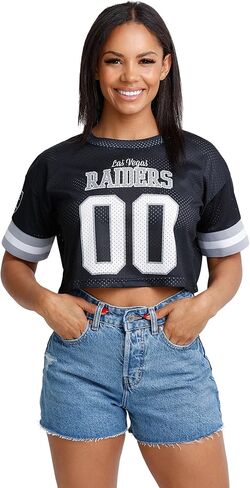 FOCO NFL Womens NFL Ladies Fashion Gameday Jersey Mesh Crop Top Shirt in Saudi Arabia