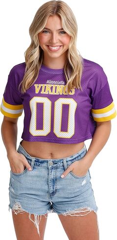 FOCO NFL Womens NFL Ladies Fashion Gameday Jersey Mesh Crop Top Shirt in Saudi Arabia
