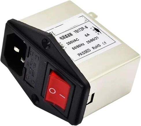 YB172P-1A/3A/6A/10A Socket + Double Insurance + red Light Switch Power Filter 220V/250V(YB172P-3A) in Saudi Arabia