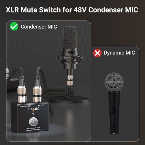 كوبيلوكس MMX-3 XLR مفتاح كتم الصوت لميكروفون مكثف 48 فولت، التحكم في اليد/القدم، حافظة من سبائك الألومنيوم، مفتاح تشغيل/إيقاف للميكروفون للاستوديو والبث والمسرح in Saudi Arabia
