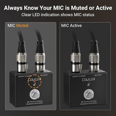 كوبيلوكس MMX-3 XLR مفتاح كتم الصوت لميكروفون مكثف 48 فولت، التحكم في اليد/القدم، حافظة من سبائك الألومنيوم، مفتاح تشغيل/إيقاف للميكروفون للاستوديو والبث والمسرح in Saudi Arabia