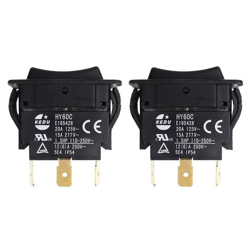 2 قطعة HY60C مفتاح الروك 3-Pin (ON-Off-ON) للمحركات والأدوات والمعدات الصناعية، 20A/125V ~ 15A/277V مفتاح عالي التحمل in Saudi Arabia